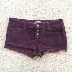 ROXY Plum Corduroy Frayed 4 Button Shorts